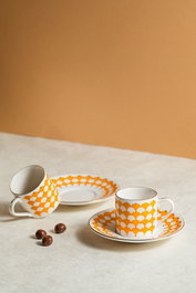 Hermia Peyda - Orange Juego de tazas de café de Porcelana